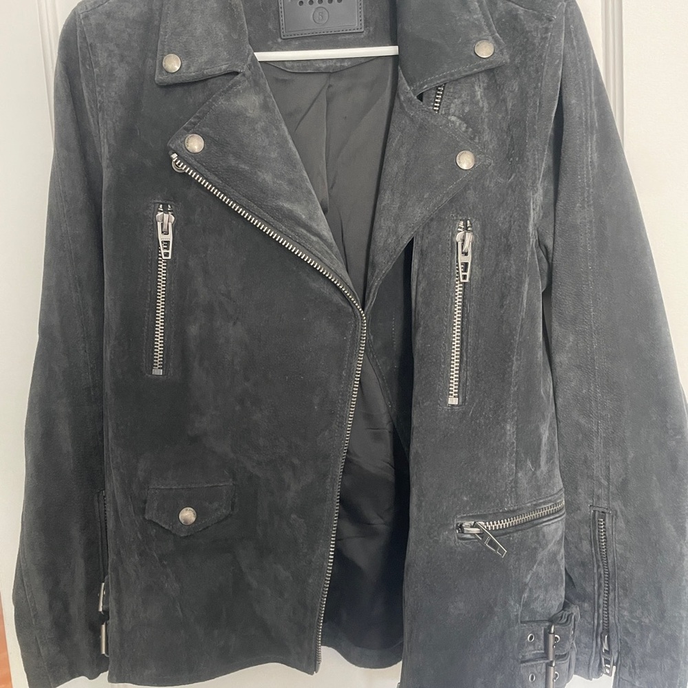 Women's Black Suede Biker Jacket
